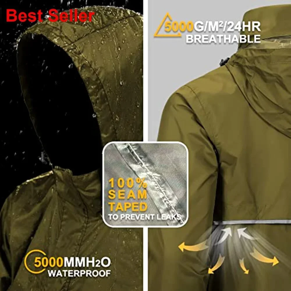 Waterproof Lightweight Packable Rain Pullover for Hiking Golf Running